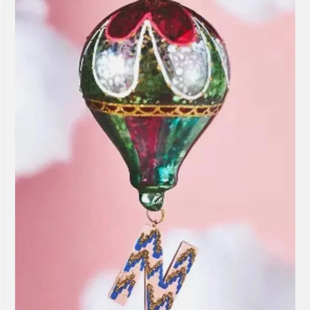 Anthropologie monogram Hot Air Balloon Ornaments